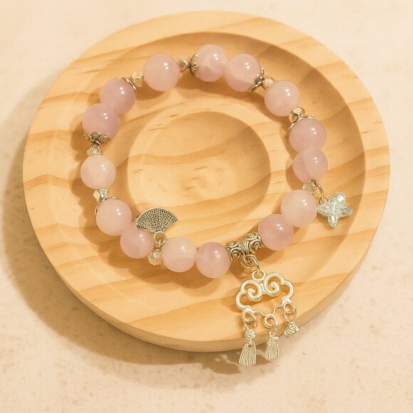 Elegant Silver and Lavender Beaded Bracelet - Picture 2 of 3